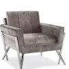 Marie Dumas Adeline Grey Velvet/Chrome Chair
