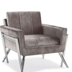 Marie Dumas Adeline Grey Velvet/Chrome Chair
