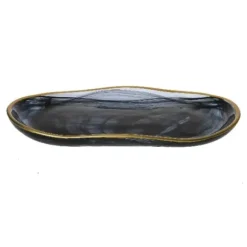 Marie Dumas Alabaster Serving Tray with Gold Trim