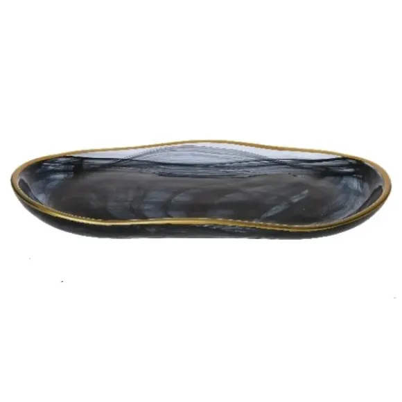 Marie Dumas Alabaster Serving Tray with Gold Trim