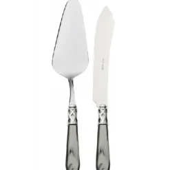 Marie Dumas Aladdin Grey Cake & Knife Serving Set