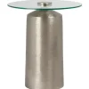 Marie Dumas Aluminum Base Side Table with Glass Top