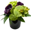 Marie Dumas Anemone & Orchid in Black Vase Floral Arrangement