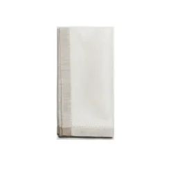 Marie Dumas Atlas Napkin White with Taupe Border