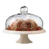 Marie Dumas Bianco Small Pedestal Porcelain Cake Plate and Dome
