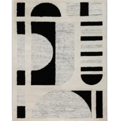 Marie Dumas Black & Beige Shape Sherpa 3x5 Rug