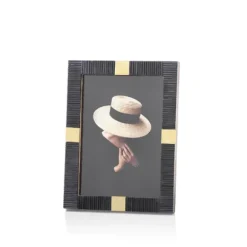 Marie Dumas Black Maha with Brass 8 x 10 Picture Frame
