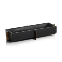 Marie Dumas Black Marble Tray on Gold Base