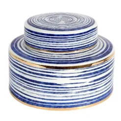 Marie Dumas Blue & White Linear Round Jar