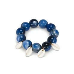 Marie Dumas Blue Beaded Shell Napkin Ring