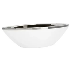 Marie Dumas Boat Bowl Small White with Silver Trim