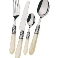 Marie Dumas Bugatti Aladdin Ivory Chromed Ring 24pc. Flatware Set