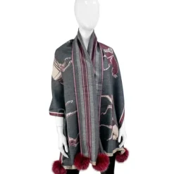 Marie Dumas Burgundy Horse Scarf