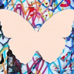 Marie Dumas Butterfly Blanc Graffiti Wall Art