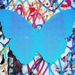 Marie Dumas Butterfly Bleu Graffiti Wall Art