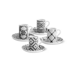 Marie Dumas Calcada Portuguesa Coffee Cups and Saucers Set