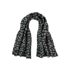 Marie Dumas Cashmink Pleated Leopard Print Scarf