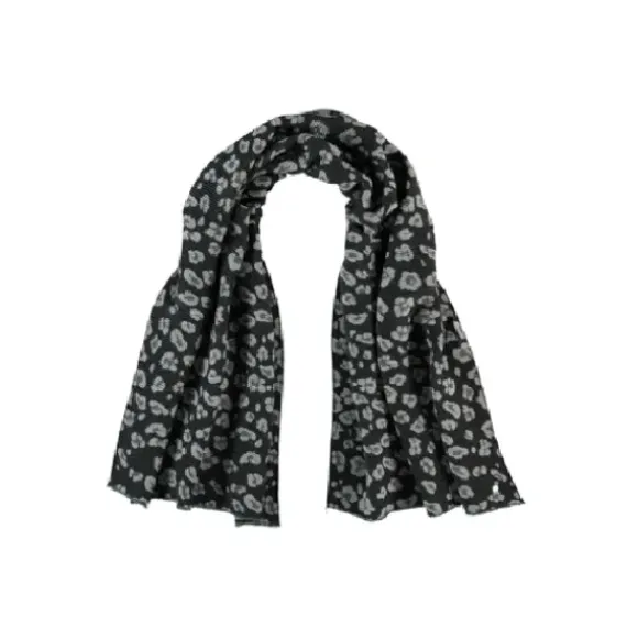 Marie Dumas Cashmink Pleated Leopard Print Scarf