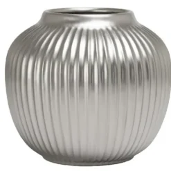 Marie Dumas Ceramic Ribbed Silver Gourd - Medium