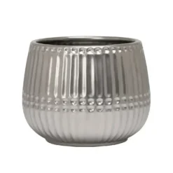 Marie Dumas Ceramic Ribbed Silver Planter  - Small