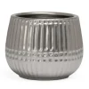 Marie Dumas Ceramic Ribbed Silver Planter  - Medium