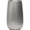 Marie Dumas Ceramic Ribbed Silver Vase - Large