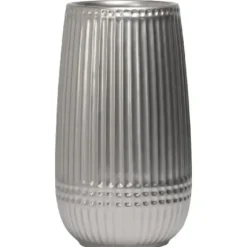 Marie Dumas Ceramic Ribbed Silver Vase - Large