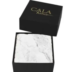 Marie Dumas Chisled Edge Stoneware Coasters - White Marble
