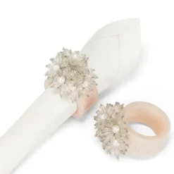 Marie Dumas Clear Beaded Flower Napkin Ring