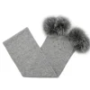 Marie Dumas Criss Cross Rhinestone Scarf with Fox Pompoms