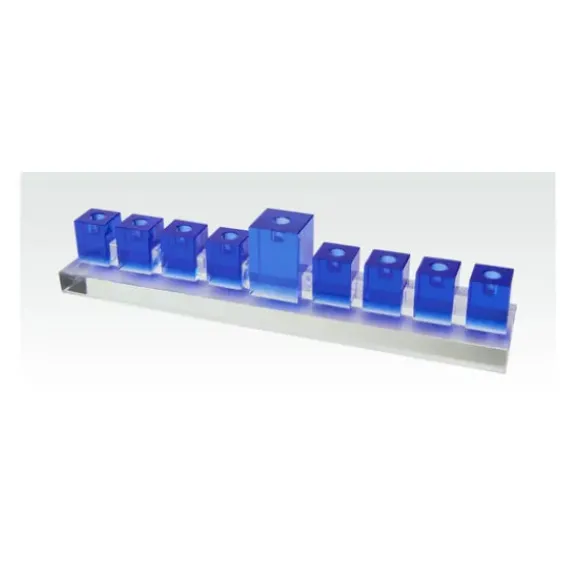 Marie Dumas Crystal Glass Blue Menorah