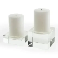 Marie Dumas Crystal Square Candle Holder Pillar - Medium