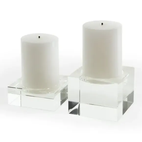 Marie Dumas Crystal Square Candle Holder Pillar - Medium