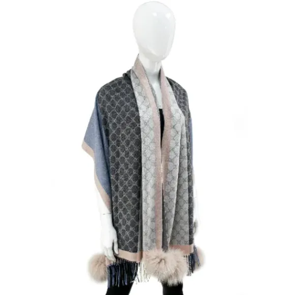 Marie Dumas Designer Scarf with Fox Pompom