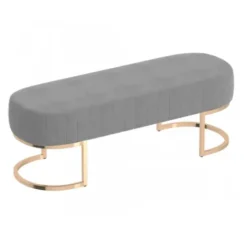 Marie Dumas Eden Grey Bench with Gold Base