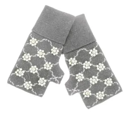 Marie Dumas Fingerless Gloves with Flower Beads