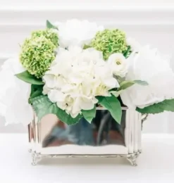 Marie Dumas Floral Arrangement - Rectangular Nickel Planter