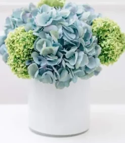 Marie Dumas Floral Arrangement - White Glass Vase