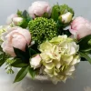 Marie Dumas Floral Arrangement Mix of Pink & Green in Hammered Bowl