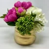 Marie Dumas Floral Arrangement Mix of Pink & Green in Gold Container