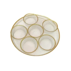 Marie Dumas Glass Seder Tray With Gold Trim