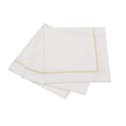 Marie Dumas Gold 25 Piece Hemstitch Cocktail Napkins