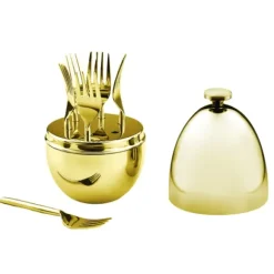 Marie Dumas Gold Forks in Egg Holder
