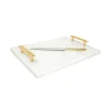 Marie Dumas Gold Marble Challah Tray with Knife