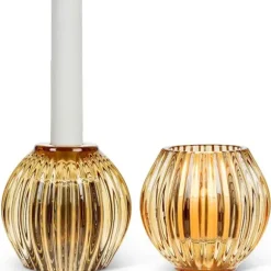 Marie Dumas Gold Reversible Taper and Votive Candle Holder