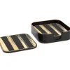 Marie Dumas Gold Striped Coasters - Set of Four