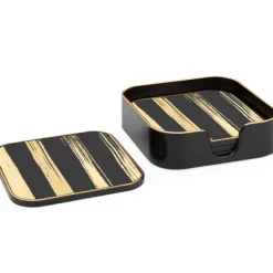 Marie Dumas Gold Striped Coasters - Set of Four
