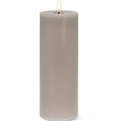 Marie Dumas Grey Flameless LED 3x8 Pillar Candle