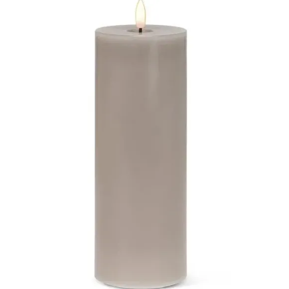 Marie Dumas Grey Flameless LED 3x8 Pillar Candle