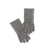 Marie Dumas Grey Knit Gloves with Crystals
